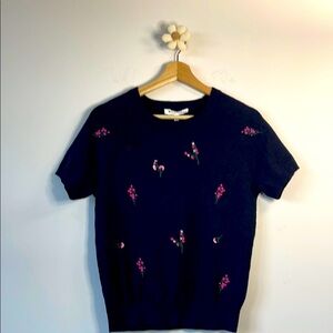 Workshop Republic Clothing Black and Pink Crew Neck Sweater